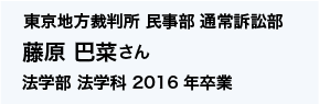 東京地方裁判所 民事部 通常訴訟部 法学部 法学科 2016年卒業